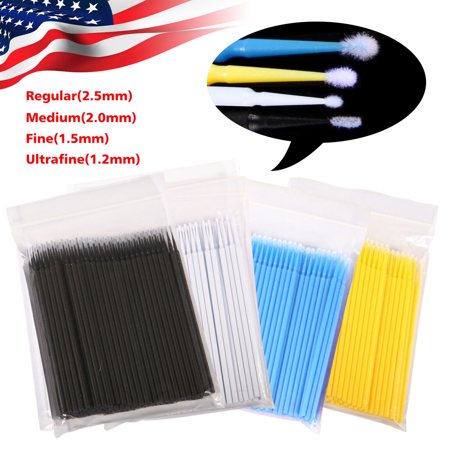 US Micro Brushes Applicators Microbrush Dental (Regular, Fine, Super Fine) Eye