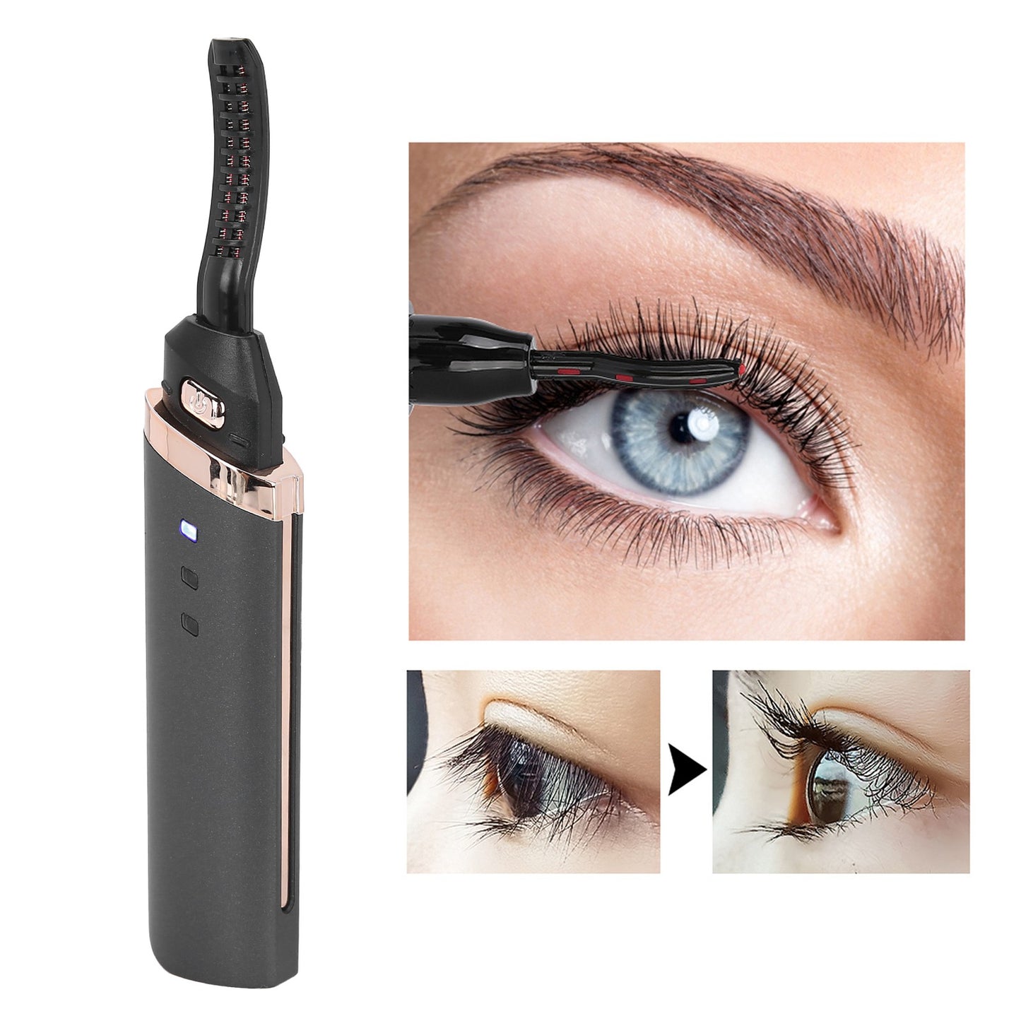 Black Electric Eyelash Curler LongLasting Heated Curler USB Charge Eyelash P HPT