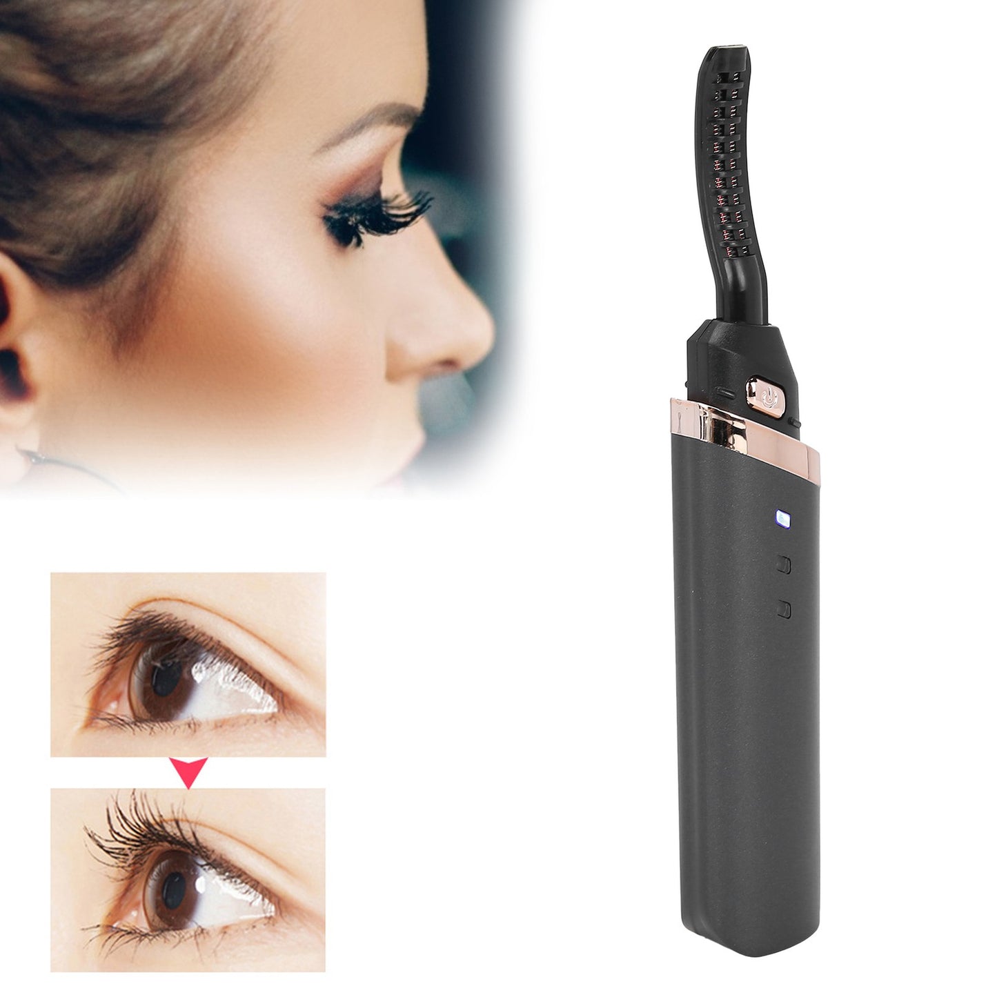 Black Electric Eyelash Curler LongLasting Heated Curler USB Charge Eyelash P HPT