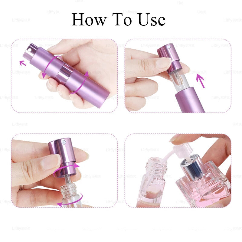 8ml Travel Perfume Atomizer Refillable Mini Cologne Spray Bottle Empty Tank /US