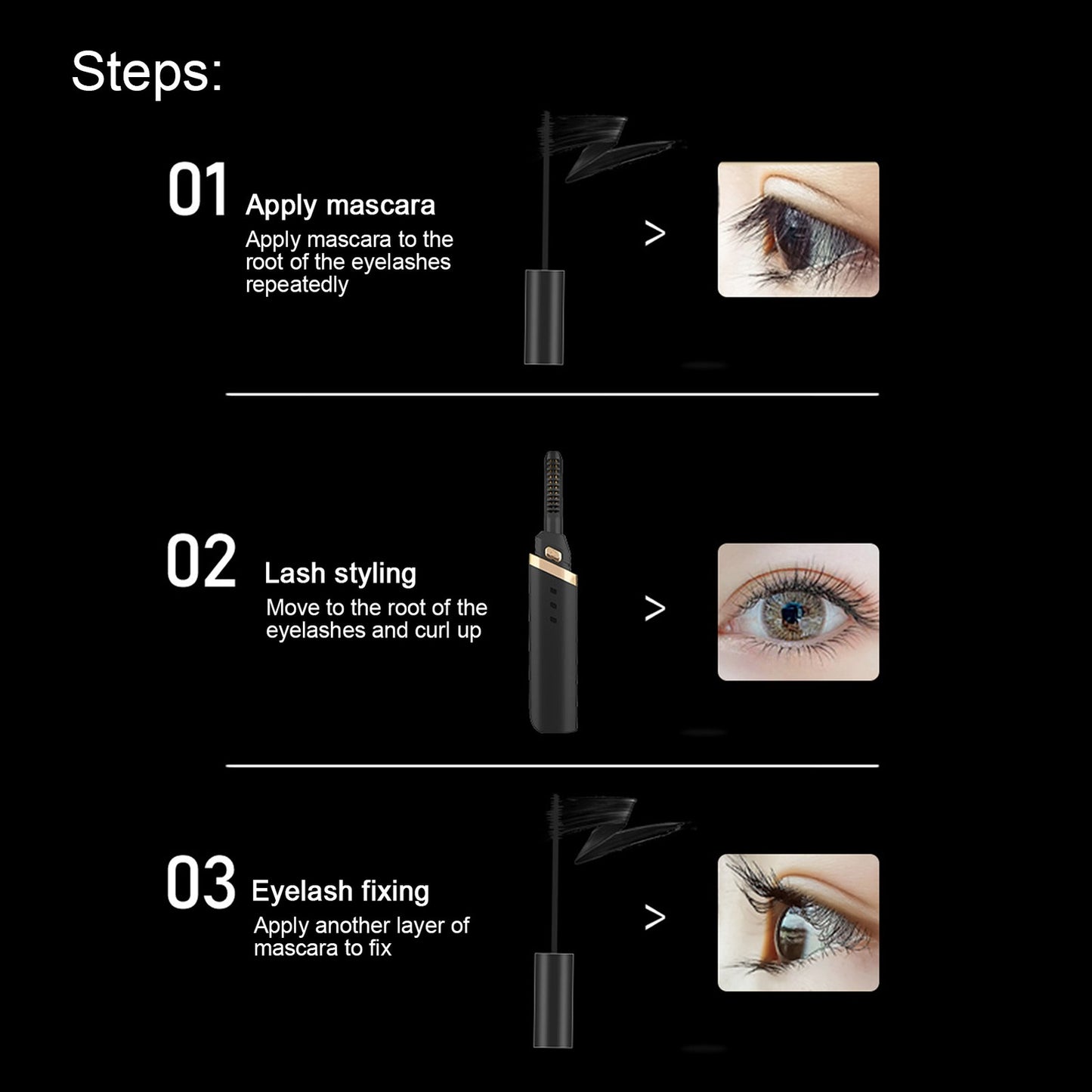 Black Electric Eyelash Curler LongLasting Heated Curler USB Charge Eyelash P HPT