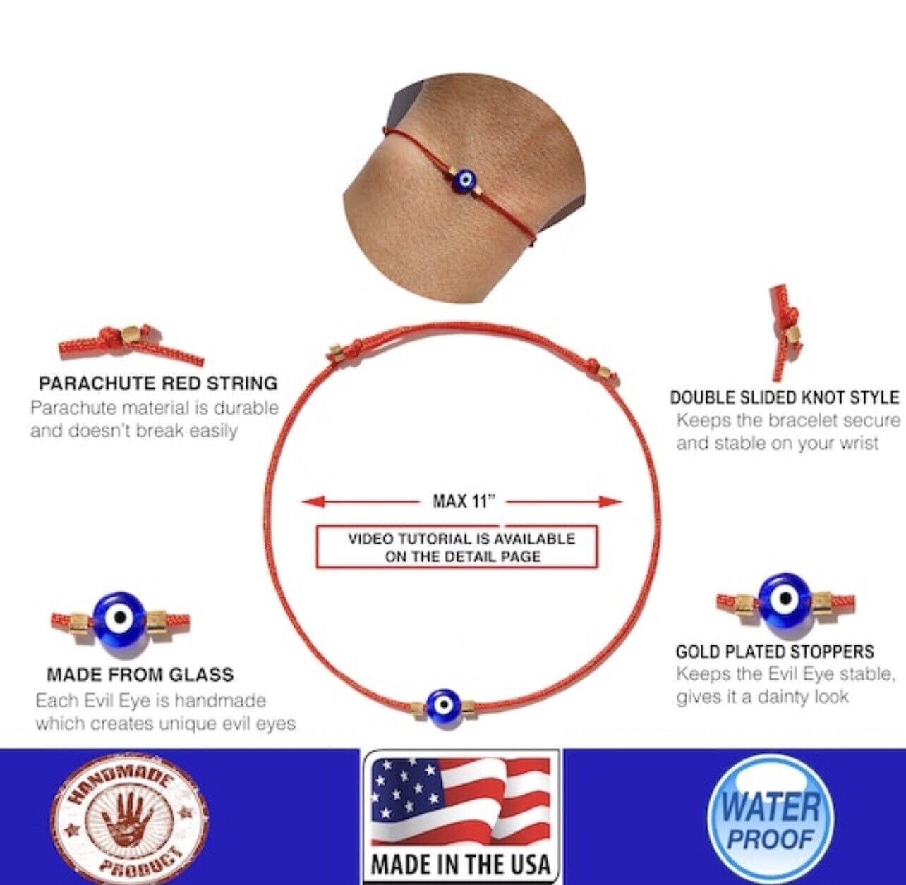 Red String Kabbalah Bracelet Evil Eye Good Luck Protection Gift Men Women