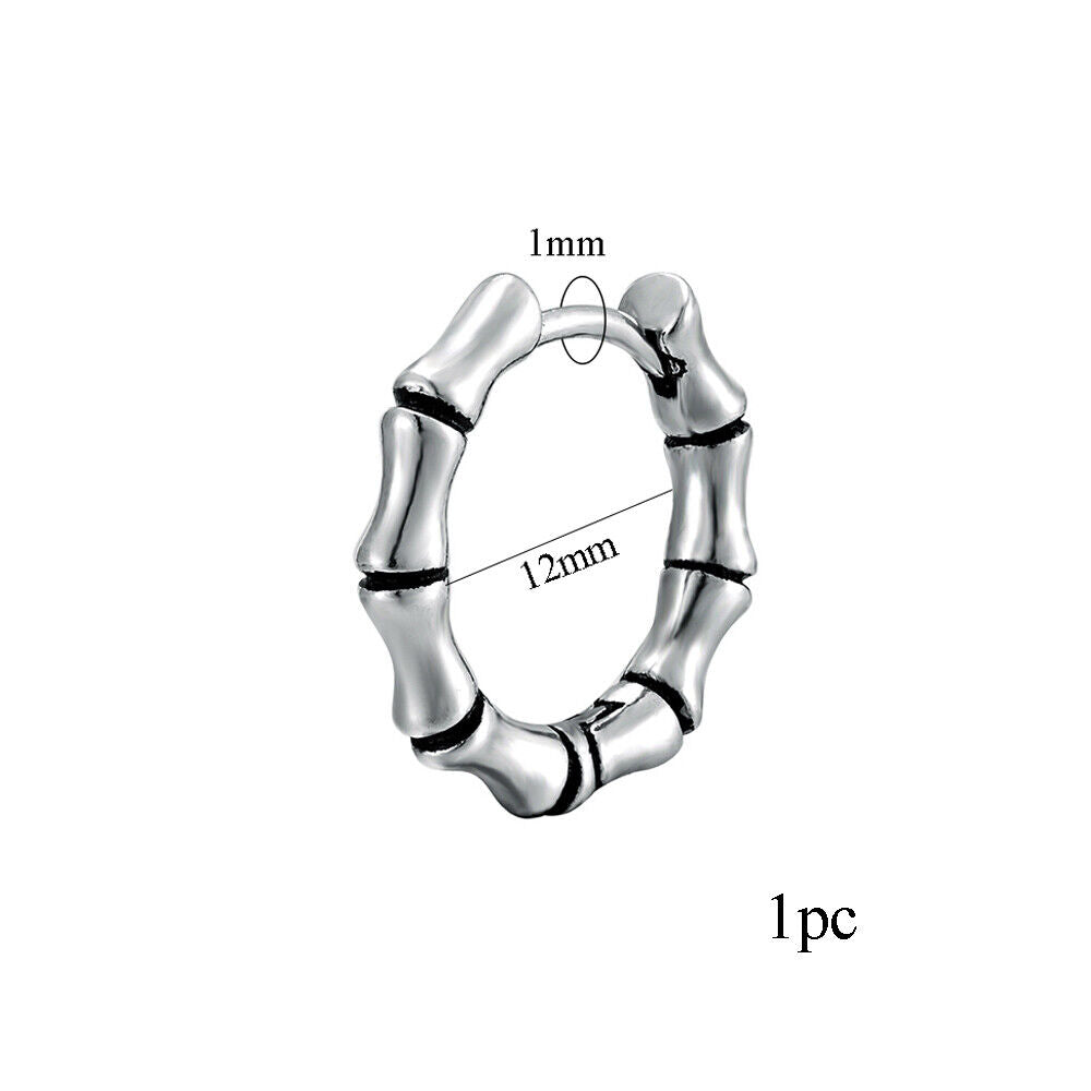 1PAIR Men Women Surgical Stainless Steel Silver Thick Round Huggie Hoop Earrings