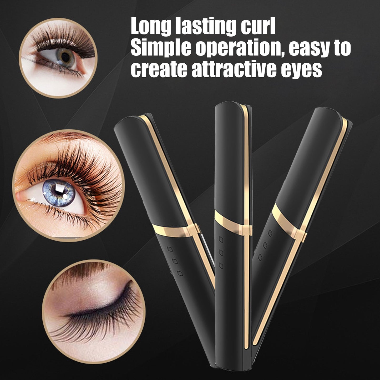 Black Electric Eyelash Curler LongLasting Heated Curler USB Charge Eyelash P HPT